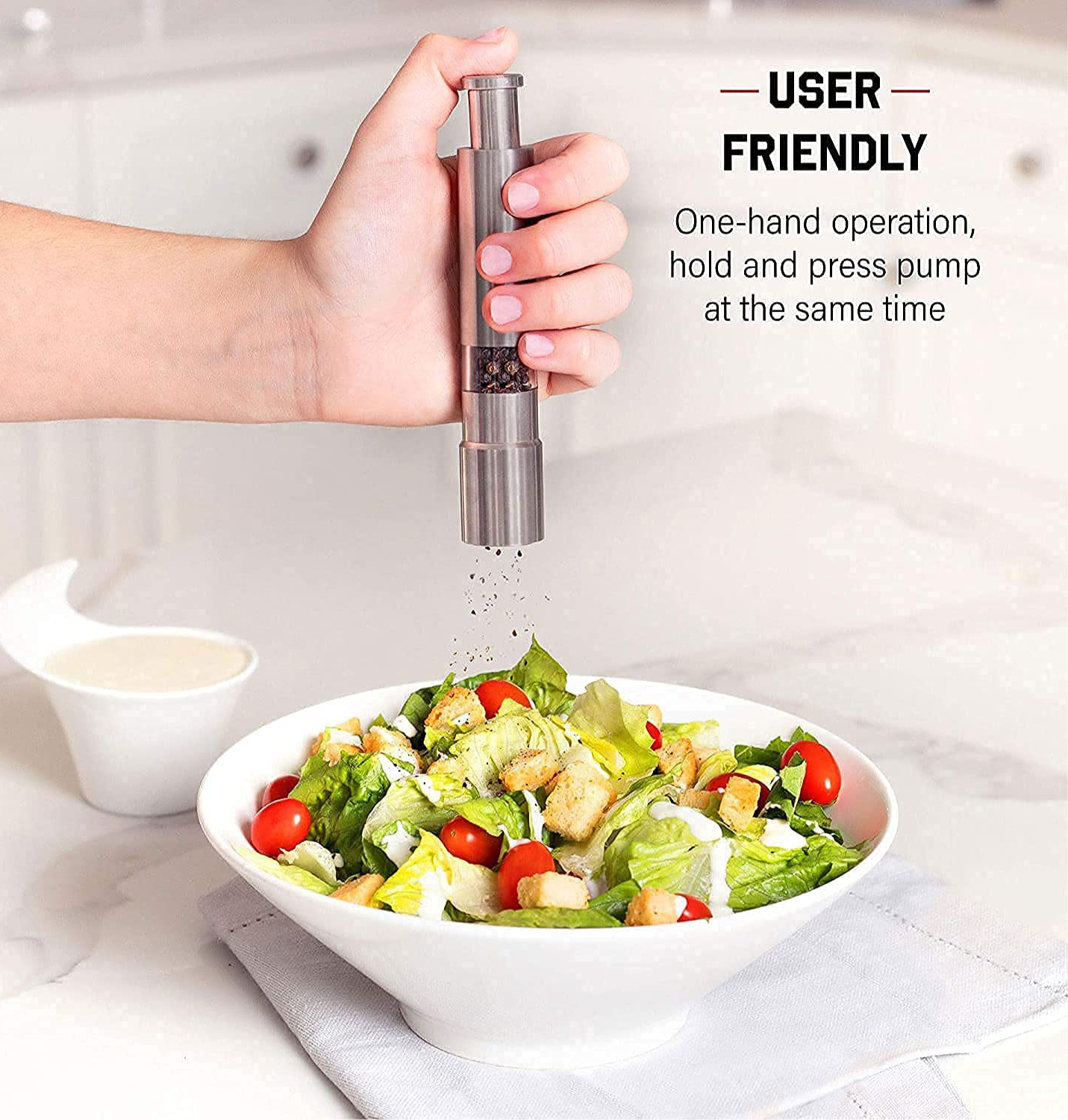 Stainless Steel Thumb Presser Salt And Pepper Grinder (1 Pc)