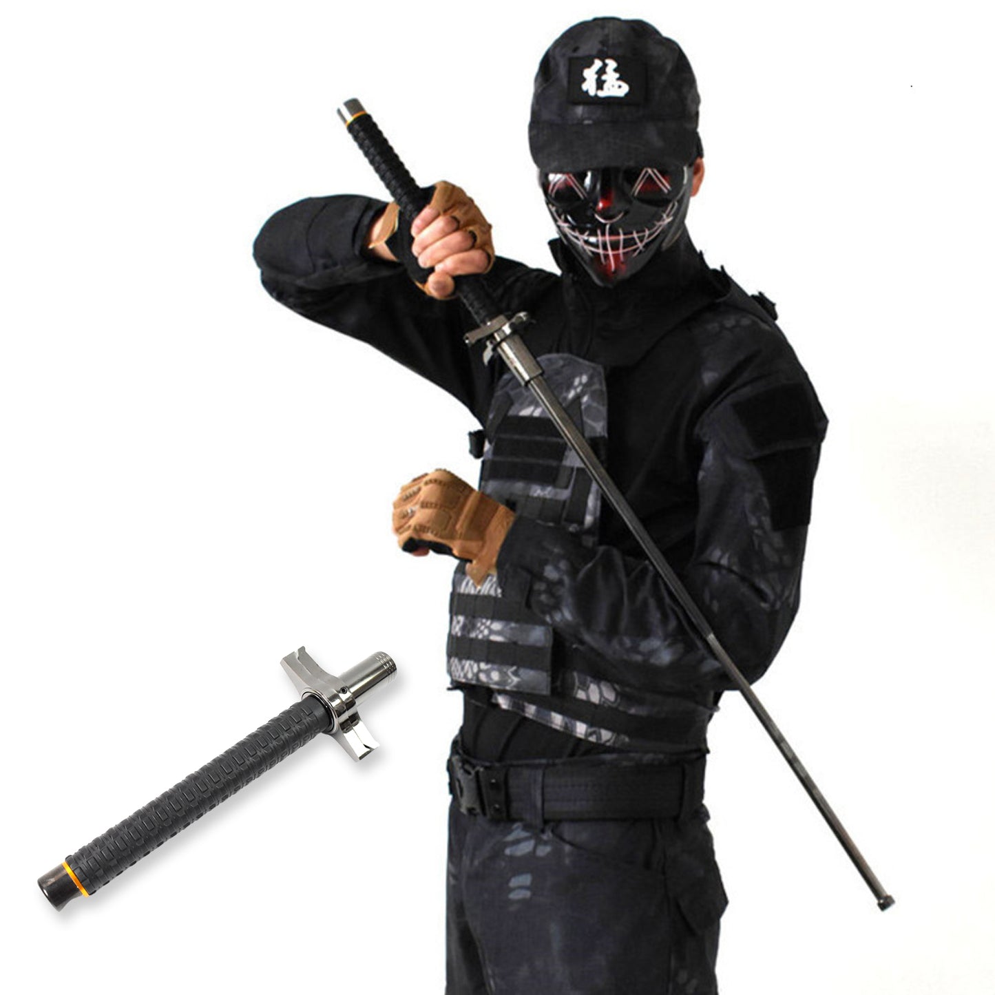 Lightweight Folding Defence/Walking Sticks With Nylon Bag Cover (76 Cm)