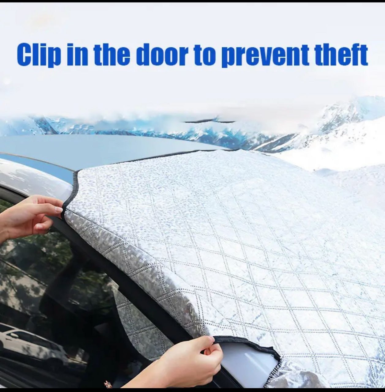 Car Windshield Snow and Sunshade Protection Cover with Windproof Magnets