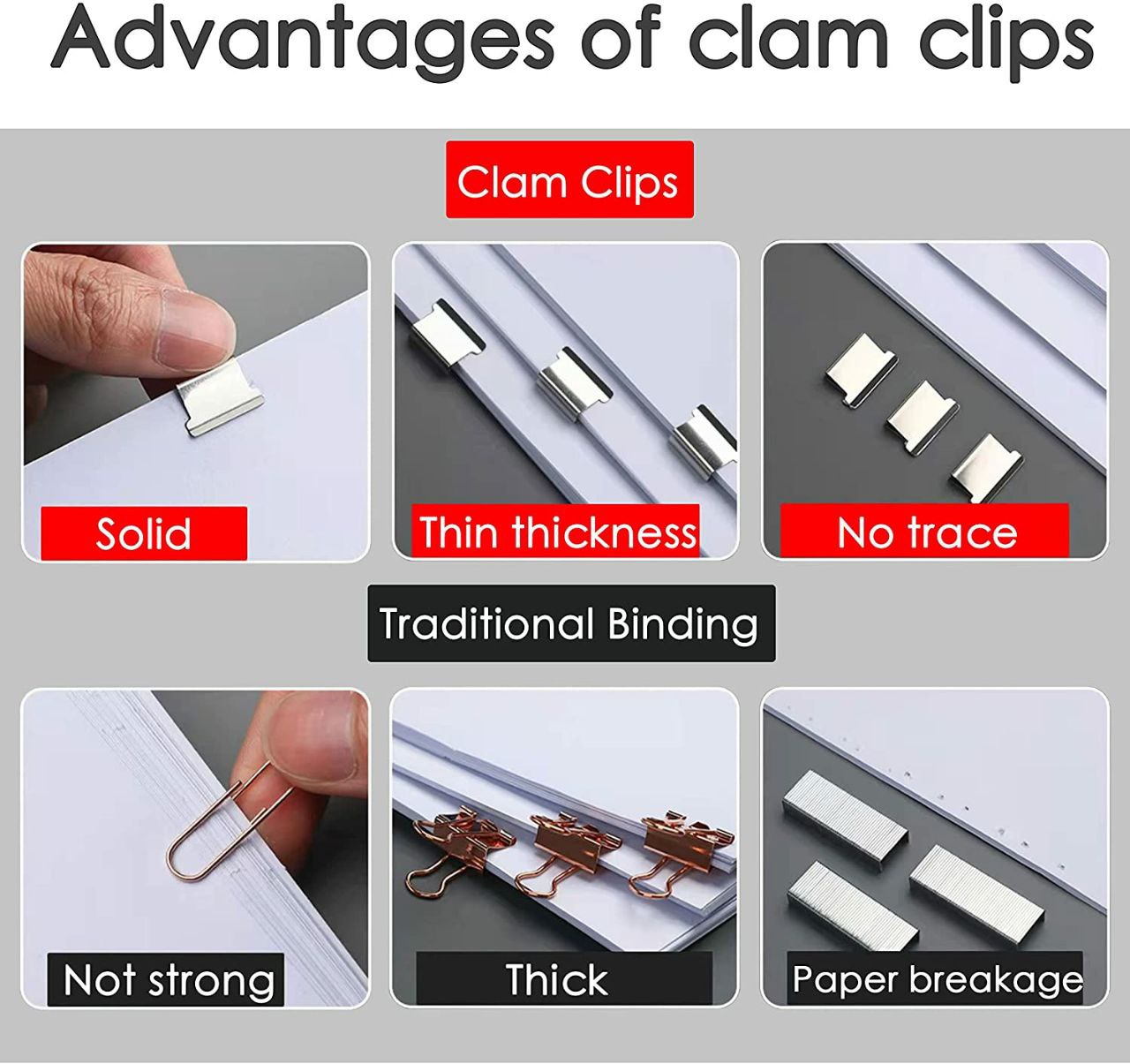 Portable Paper Clam Clip With 50 Clips